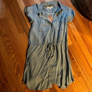 - NWT Thread and Supply button down denim shirt dress drawstring waist siz…